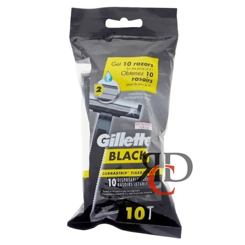 GILLETTE RAZOR 10 CT BLACK FIXED 1CT