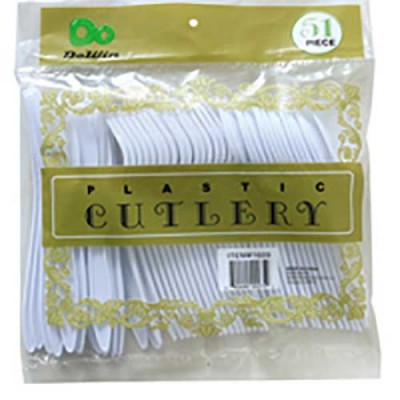 PLASTIC CUTLERY KNIFE-FORK-SPOON 51CT/PACK