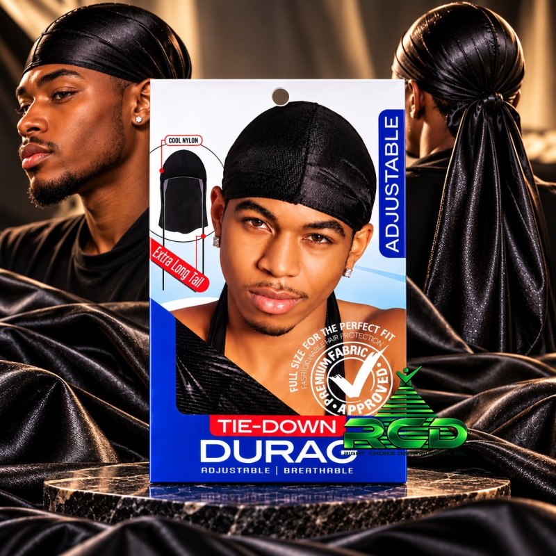 DURAG TIE DOWN CAP ALL COLORS, STRETCHY, STRETCHABLE & FITS ALL SIZES 1CT