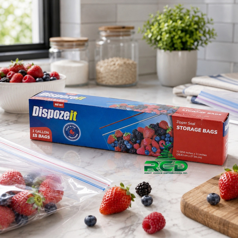 DISPOSEIT FREEZER STORAGE BAG 1GAL SIZE W/ ZIPPER SEAL 15CT/ DISPLAY