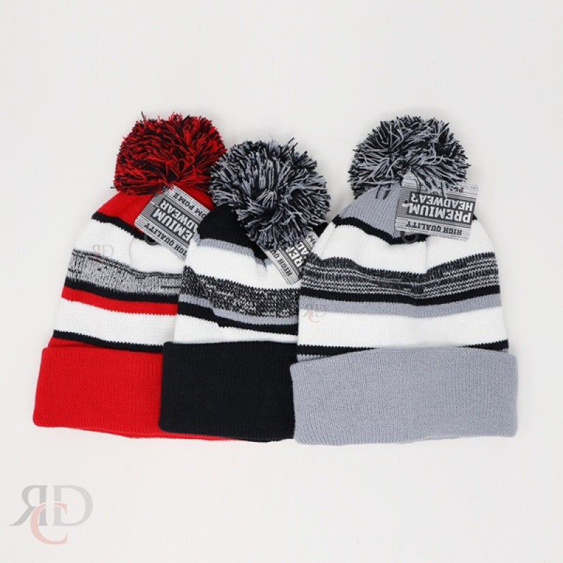 WINTER HAT POM POM ASST COLOR