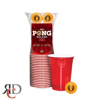 RELOAD RED PLASTIC 16OZ CUPS WITH 20-CUPS & 2-PING PONG BALLS (12CT/ CASE)