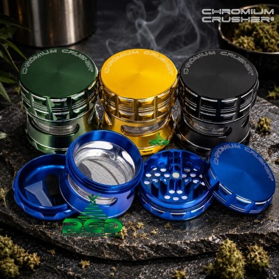 GRINDER 4 PART 63mm CNC CHROMIUM CRUSHER EXTRA SEE THROUGH STORAGE GRC1319 1CT