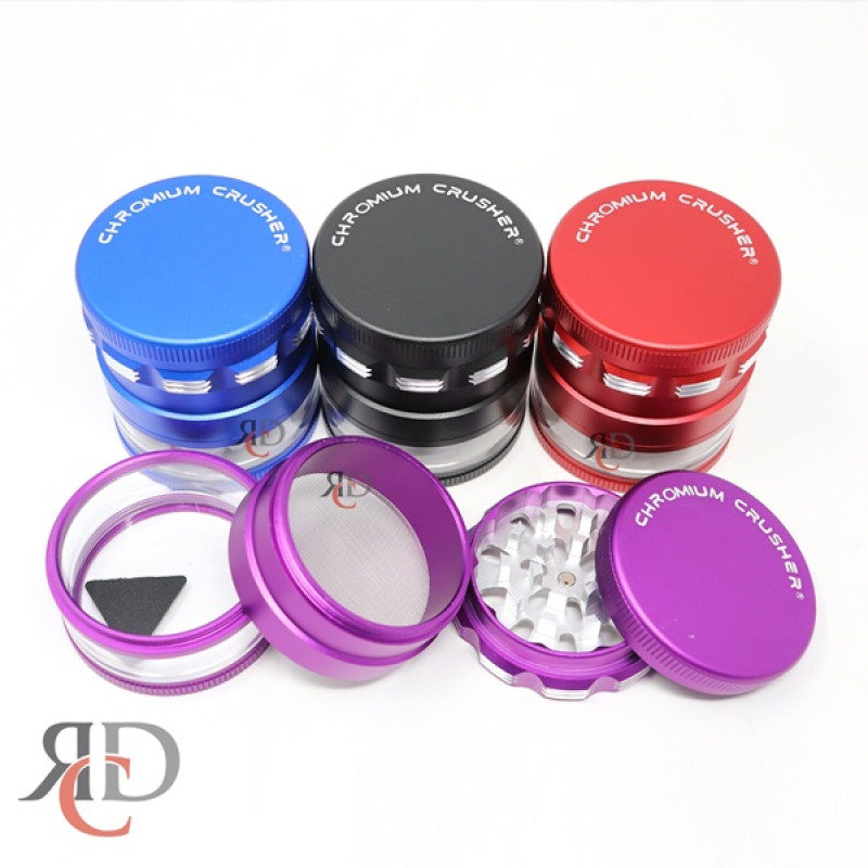 CHROMIUM CRUSHER GRINDER CNC EXTRA LARGE ACRYLIC STORAGE WITH EZ GRIP 2.5" GRC1007 1CT