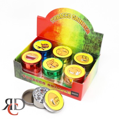 GRINDER 3PART 52MM ZINC ALLOY SMILEY GRD4631 1CT