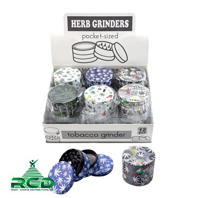 GRINDER 4-PART 40MM ASST LEAF GRAPHIC GRD5040 1CT