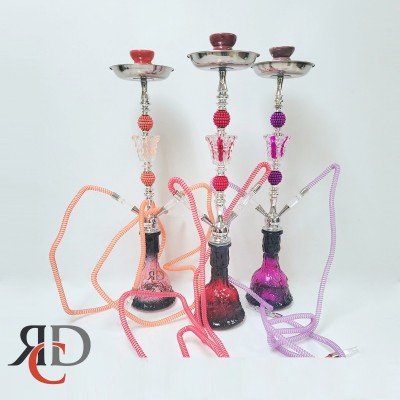 HOOKAH 2 HOSE WITH DOUBLE CERAMIC EGG AND DOUBLE WATERMELON SHAPE PEARL DECO HK1517 1CT