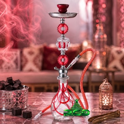 HOOKAH 23" CRYSTAL BALL SINGLE HOSE HK1520 1CT