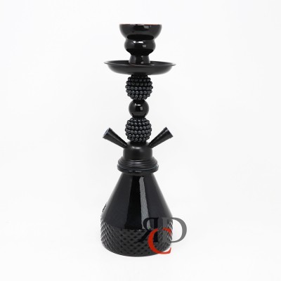 HOOKAH 13" PARTIAL CHECKERS ETHECHED VASE 2 HOSE DOUBLE PEARL AND SINGLE BALL DECO HK817 1CT