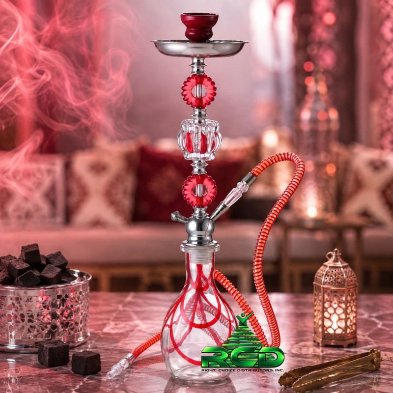 HOOKAH 23" CRYSTAL BALL SINGLE HOSE ASST. COLORS