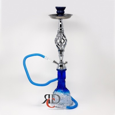 HOOKAH WITH FROSTED VASE AND SILVER SHAFT HK1616 1CT