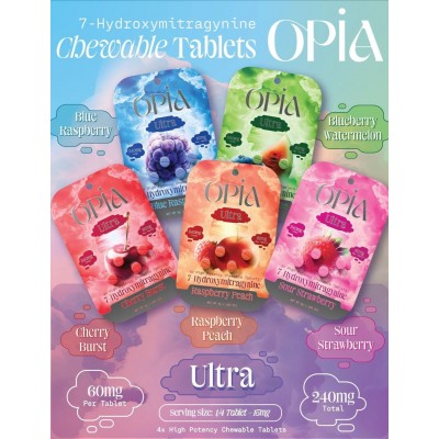 OPIA ULTRA 7 HYDROXY CHEWABLE KRATOM TABLETS 60MG/4CT/10PK