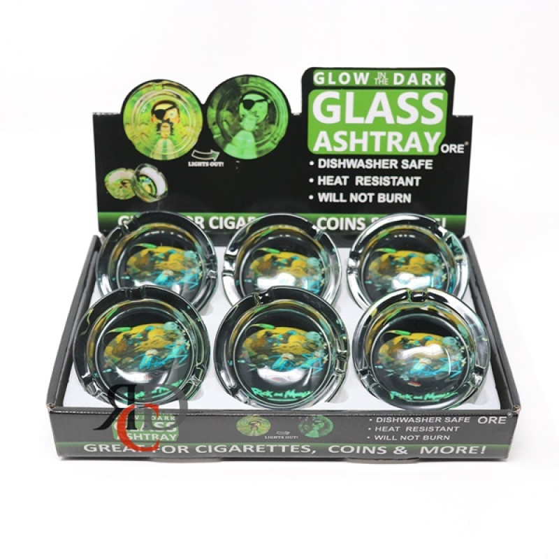 GLOW IN DARK GLASS ASHTRAY 6CT/ DISPLAY - RM FALLOUT