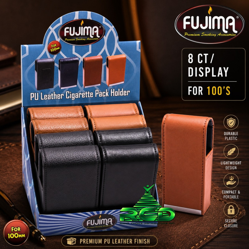 PU LEATHER CIGARETTES PACK HOLDER 100'S - 8CT/PACK