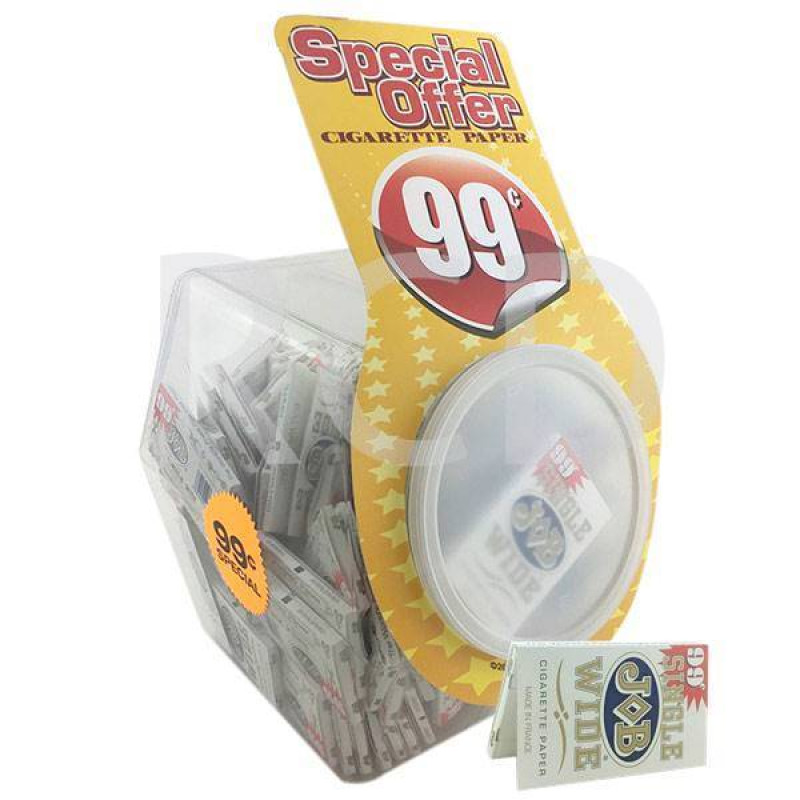 JOB SINGLE WIDE (WHITE) CIGARETTE ROLLING PAPERS JAR 100CT/PACK