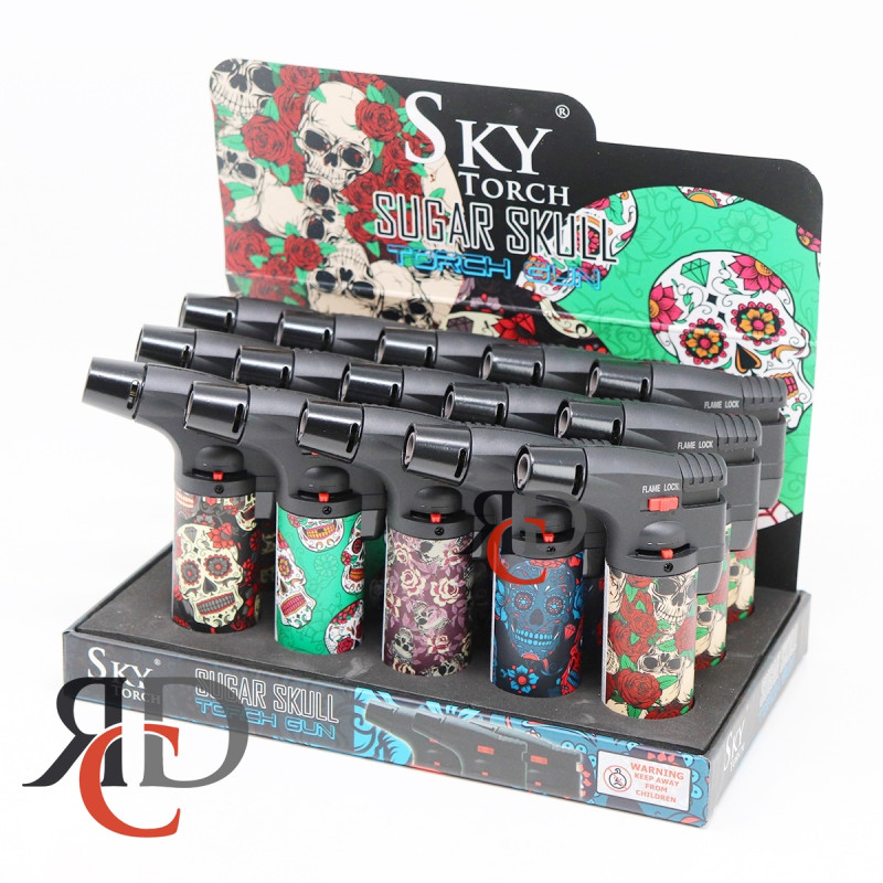 SKY TORCH 4'' SUGAR SKULL SIDE TORCH 15CT/PACK