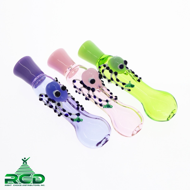 CHILLUM MILKY TUBE W/ ANIMAL ART CH432 1CT