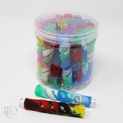 GLASS CHILLUMS STRAIGHT WITH SILICONE COVER BOX SCH01 25CT/ JAR