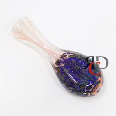 GOLD DUMED DOUBLE GLASS FLAT HEAVY CHILLUM CH324 1CT