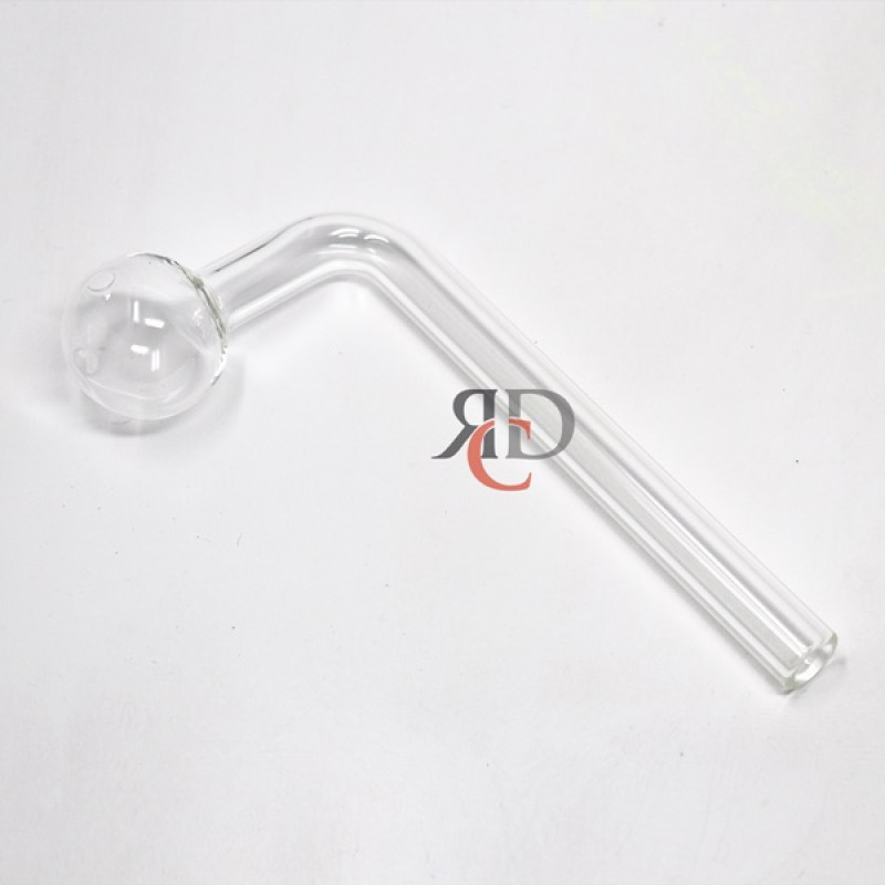 CLEAR 5" LONG OIL BURNER 90° ANGLED NECK - 5CT/ PK