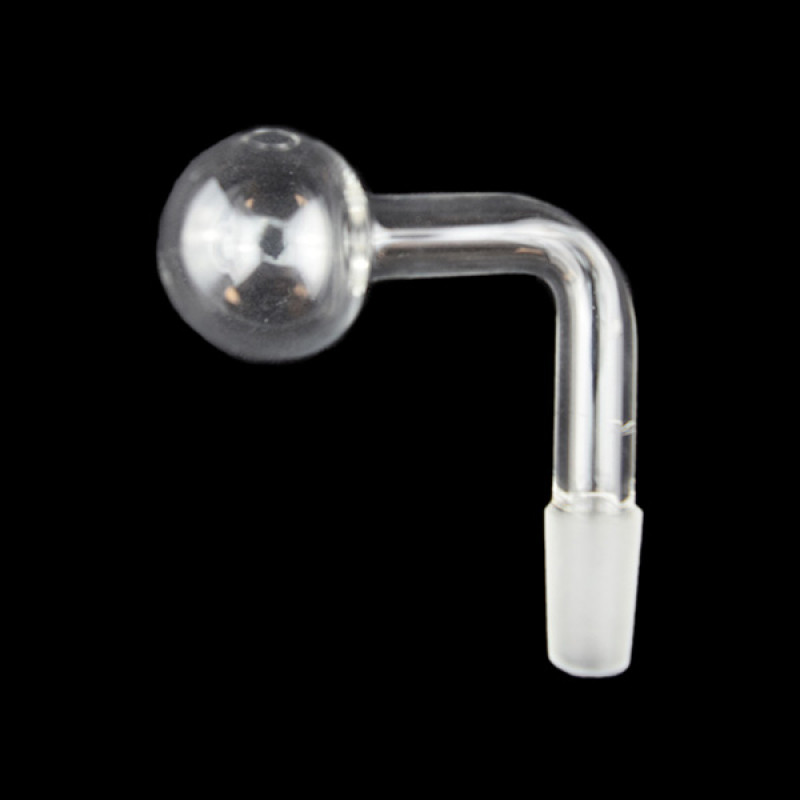 CLEAR SHORT OIL BURNER 90° ANGLED NECK 14M MALE 5CT/ PACK OBFS03