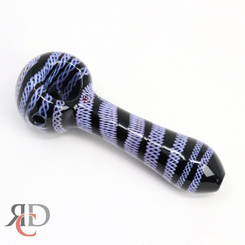 GLASS PIPE BLACK TUBE WHITE ROD ART GP8067 1CT