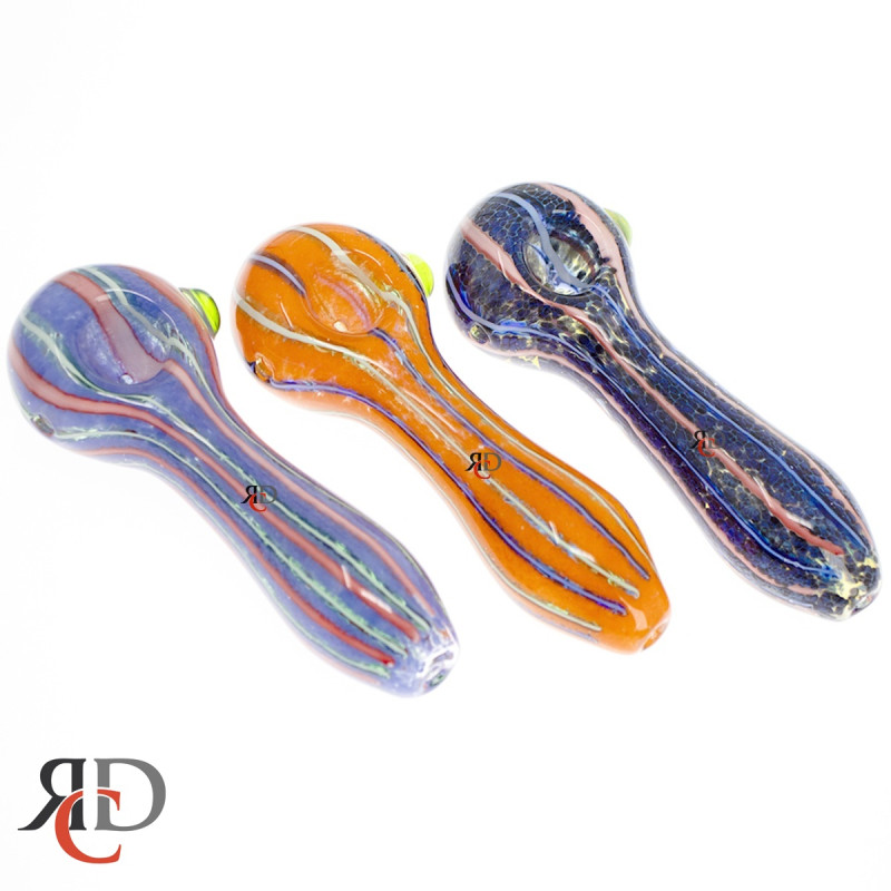GLASS PIPE FRITED COLOR LINE MARBLE GP5602 1CT