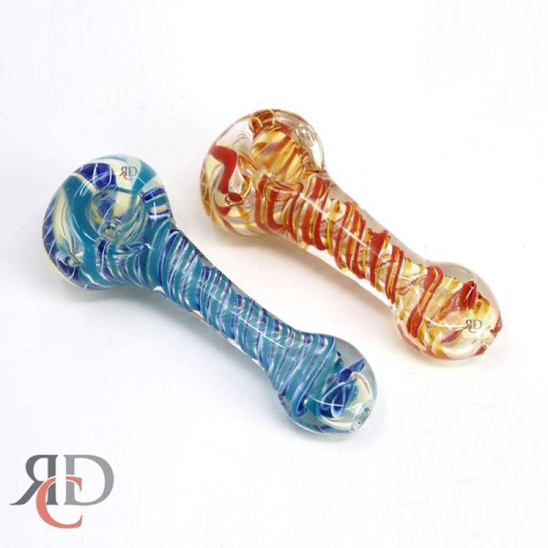 GLASS PIPE SWIRL ART/ FLAT MOUTH GP3108 1CT