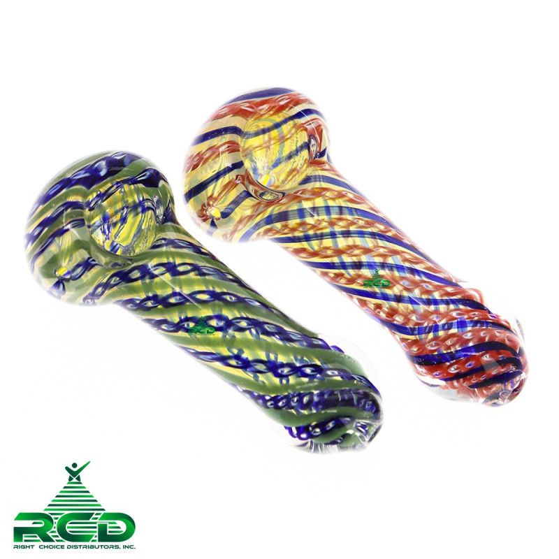 GLASS PIPE TWISTED MOUTH FULL ART GP2748 1CT