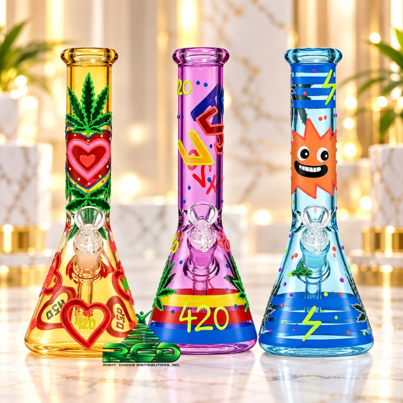 WATER PIPE GLOW IN DARK BEAKER WP1339 1CT