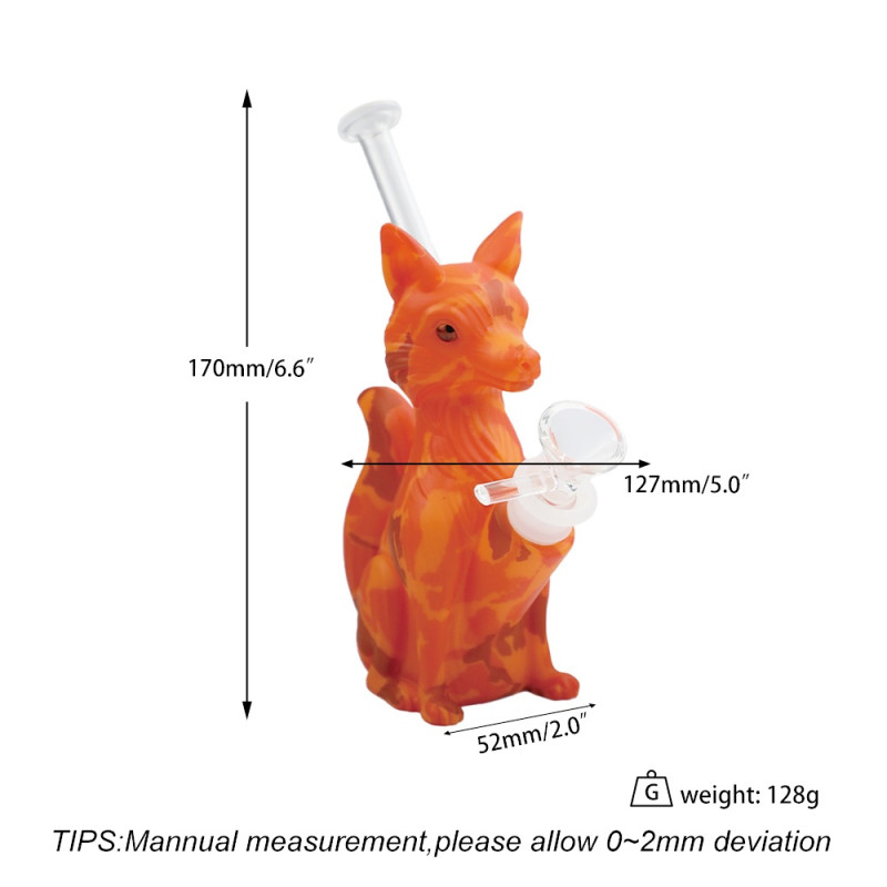 SILICONE WATER PIPE LITTLE FOX PRINTED WPS754 1CT