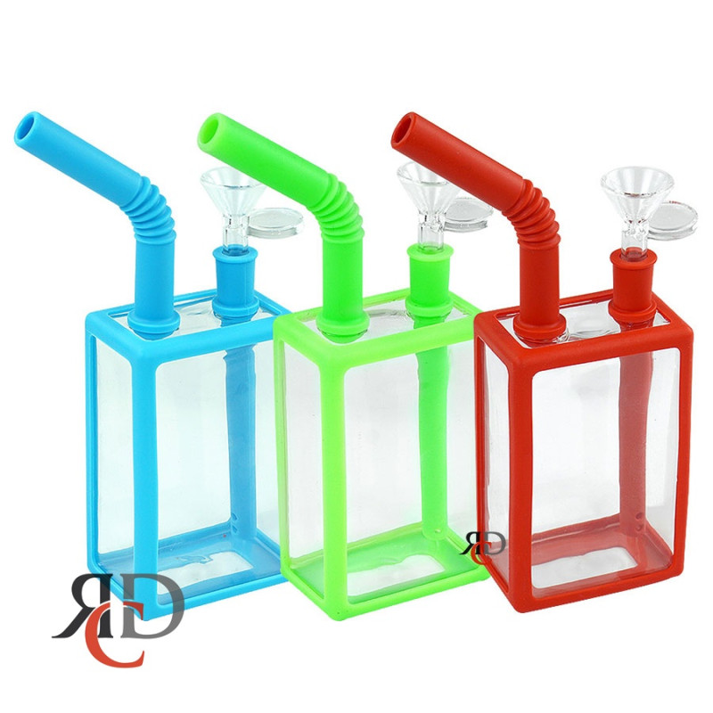 SILICONE WATERPIPE JUICE BOX ASST. COLOR & DESIGNS WPS7010 1CT