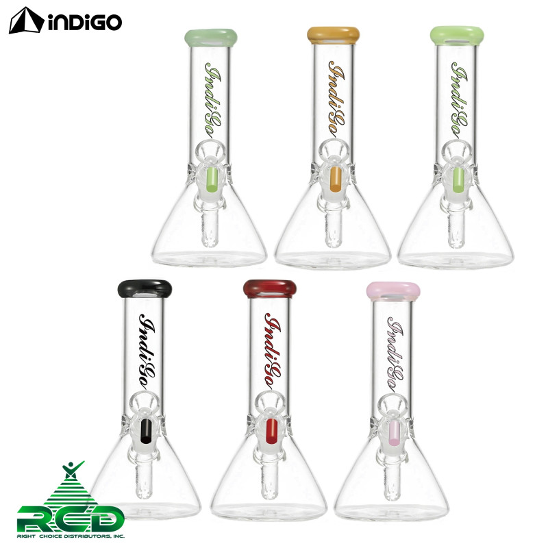 WATER PIPE INDIGO WITH PINCH COLOR MOUTHPIECE AND VERTICALLY STILTED DOWN STEM WPI1500 1CT