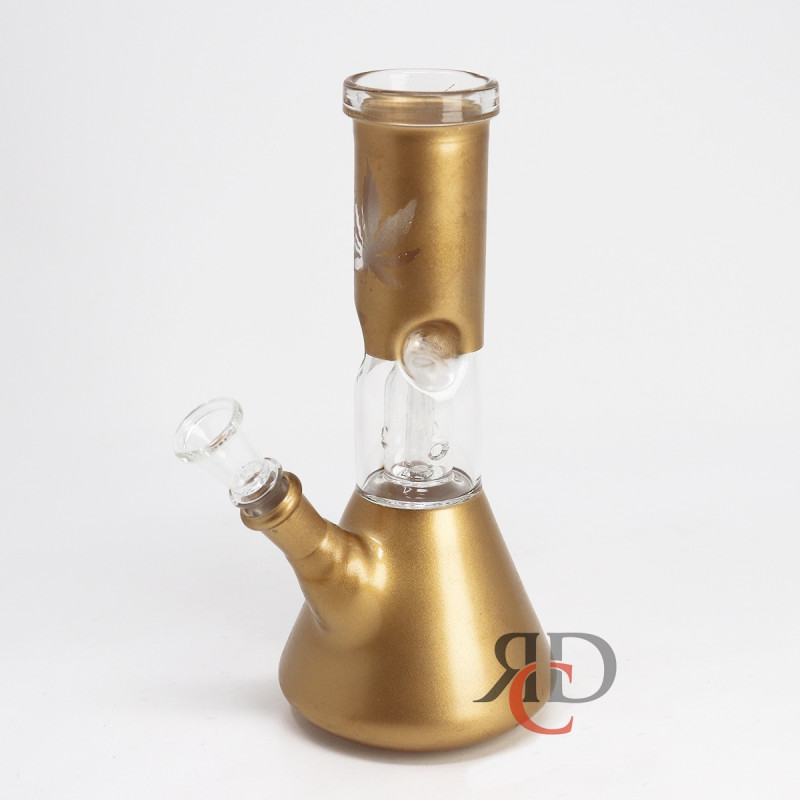 WATER PIPE SINGLE PERCULATOR GOLD LEAF PR1016 1CT