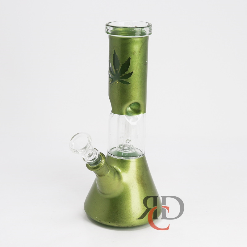 WATER PIPE SINGLE PERCULATOR GREEN LEAF PR1015 1CT